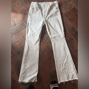 MOTHER Women's White Flare Jeans